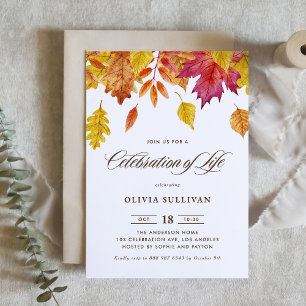 Invitation Célébration de la vie avec des feuilles d'automne