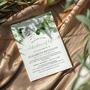 Invitation Célébration de la vie avec des fleurs blanches et