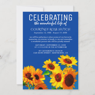 Invitation Célébration de la vie avec des tournesols jaunes e