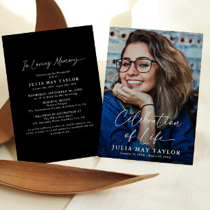 Invitation Célébration de la vie avec photo et écriture moder