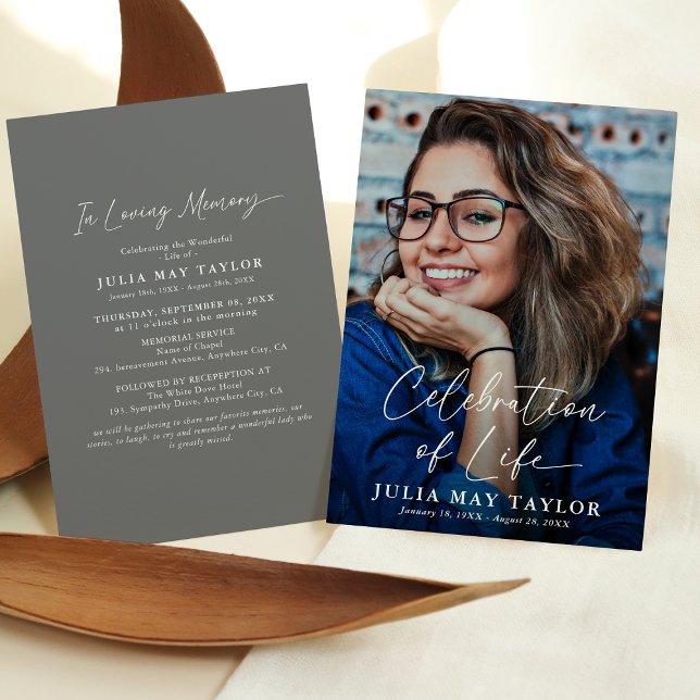 Invitation Célébration de la vie avec photo et écriture moder (Créateur téléchargé)
