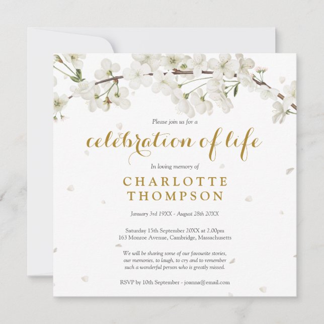 Invitation Célébration de la vie avec photo florale à fleurs  (Devant)