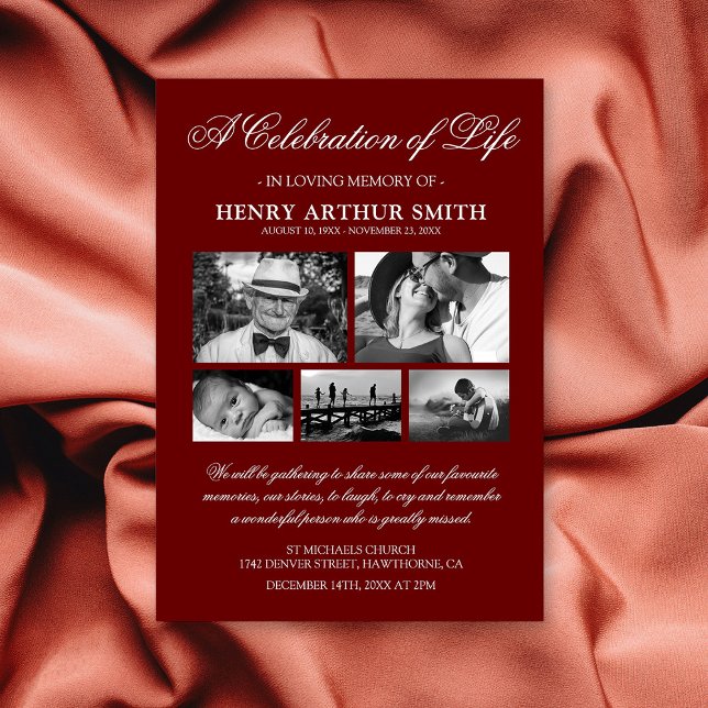 Invitation Célébration de la vie avec photo funéraire (Créateur téléchargé)