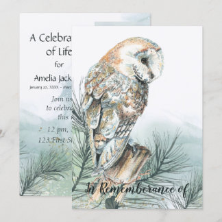 Invitation Célébration de la vie Barn Owl