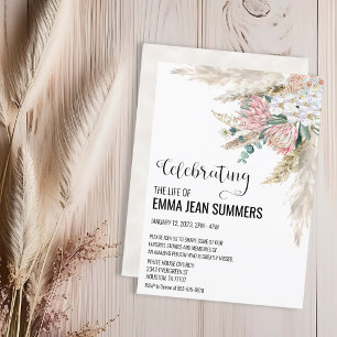 Invitation Célébration de la vie Boho Floral Herbe de Pampas