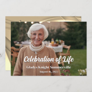 Invitation Célébration de la vie | Code QRCode doré du paysag