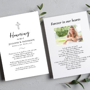 Invitation Célébration de la vie, Croix simple, Réveil funéra