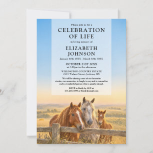 Invitation Célébration de la vie de beaux chevaux élégants