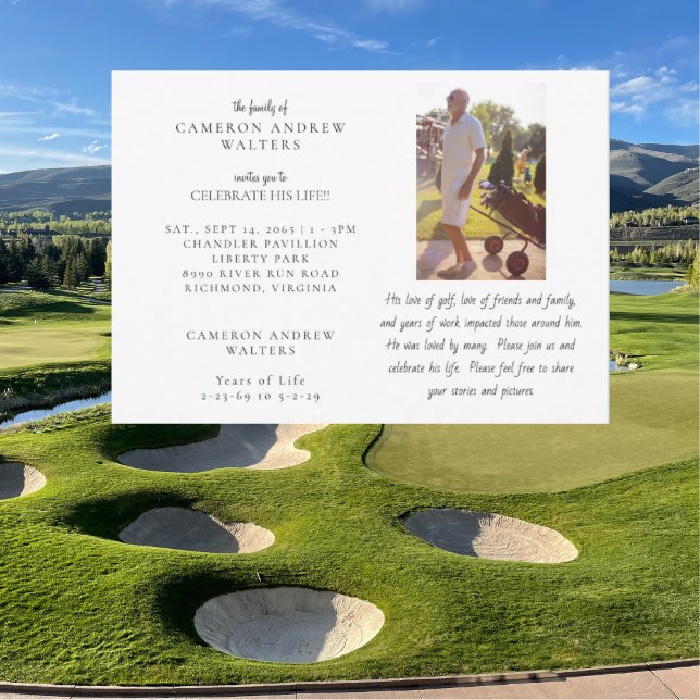 Invitation Célébration de la vie de golf (Créateur téléchargé)