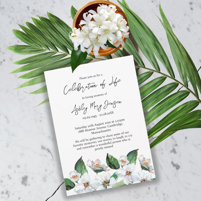 Invitation Célébration de la vie de Jasmine Funérailles (Créateur téléchargé)