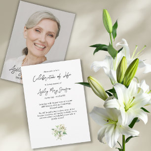 Invitation Célébration de la vie de Lily Photo Funérailles