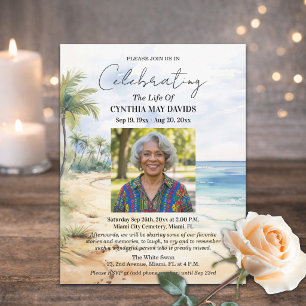 Invitation Célébration de la vie de palmiers de plage Photo