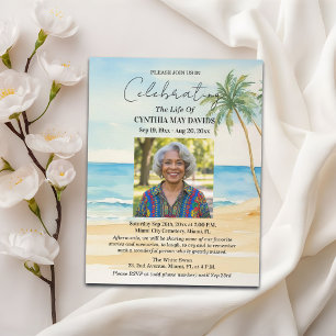 Invitation Célébration de la vie des palmiers de la plage Pho