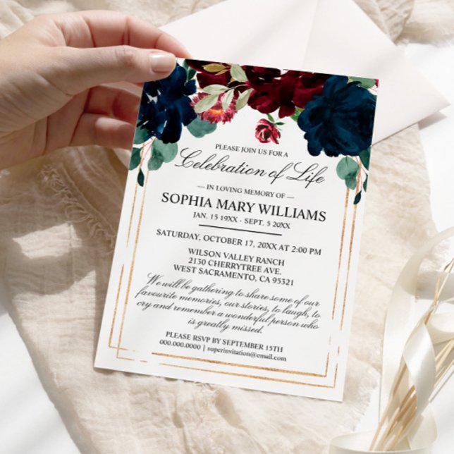 Invitation Célébration de la vie des Roses de la Marine et de (Créateur téléchargé)