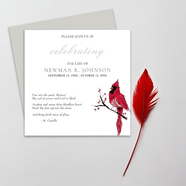 Invitation Célébration de la vie du cardinal rouge (Créateur téléchargé)