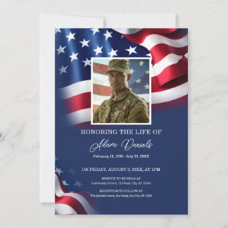 Invitation Célébration de la vie d'un vétéran militaire, drap