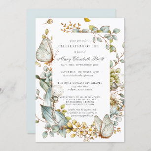 Invitation Célébration de la vie Dusty Bleu Botanique