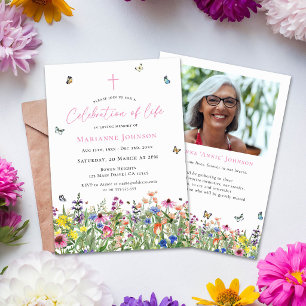Invitation Célébration de la vie élégante florale en mémoire
