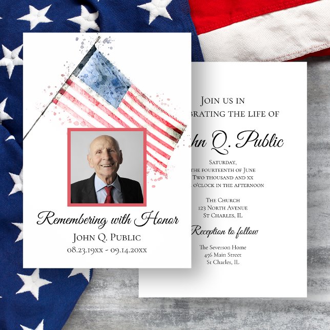 Invitation Célébration de la vie en mémoire avec le drapeau a (Créateur téléchargé)