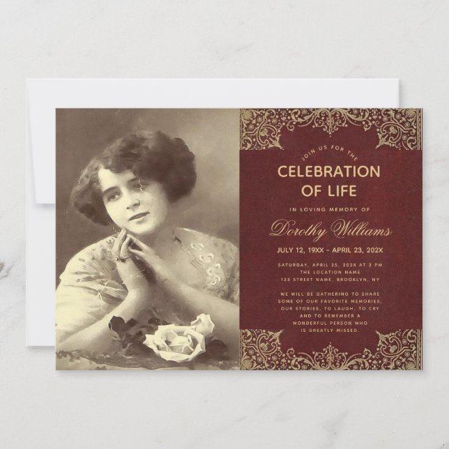 Invitation Célébration de la vie en photo de funérailles Bour (Devant)