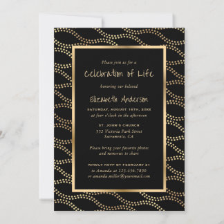 Invitation Célébration de la vie en photo Or Noir