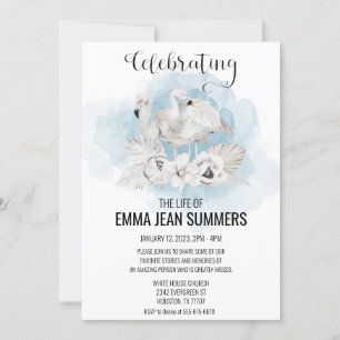 Invitation Célébration de la vie Flamant Blanc Bohème Tropica