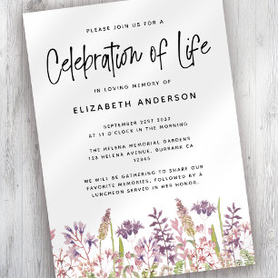 Invitation Célébration de la vie Fleur sauvage de l'invitatio