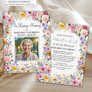 Invitation Célébration de la vie Fleurs de jardin Photo