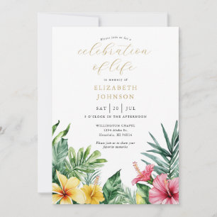 Invitation Célébration De La Vie Fleurs Tropicales Aquarelle