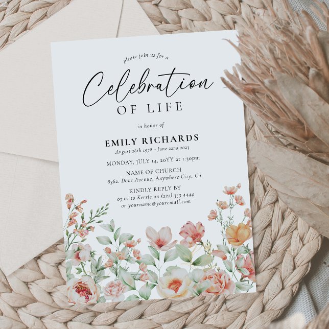 Invitation Célébration de la vie florale de pêche botanique (Créateur téléchargé)