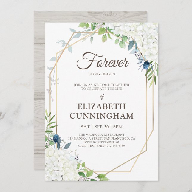 Invitation Célébration de la vie Florale moderne (Devant / Derrière)