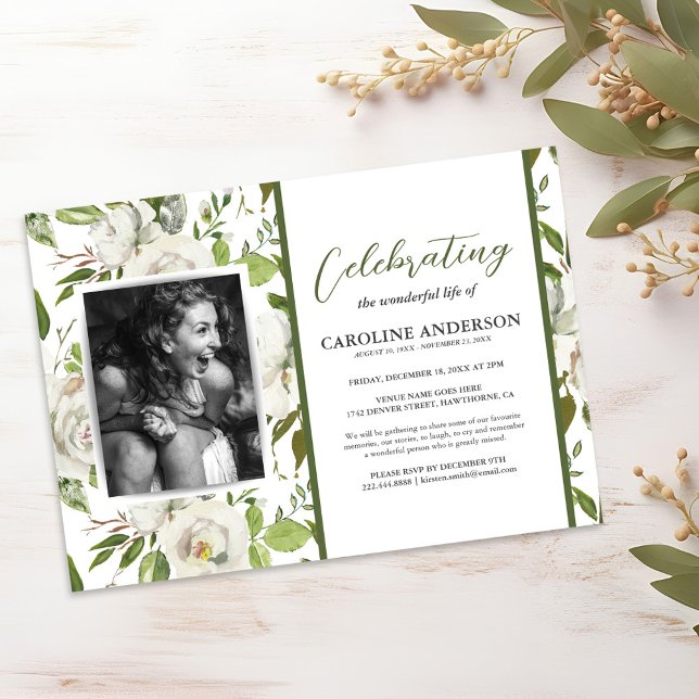 Invitation Célébration de la vie florale rustique pour des fu (Créateur téléchargé)