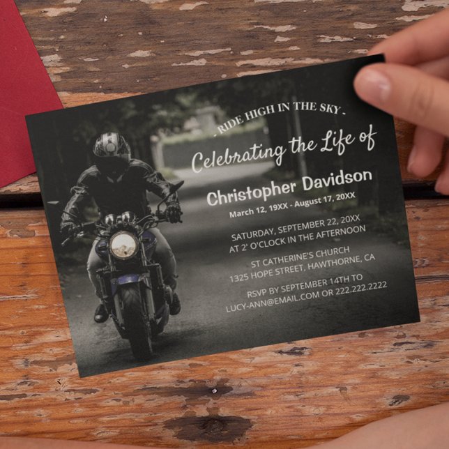 Invitation Célébration de la vie | Funérailles d'un motard (Créateur téléchargé)