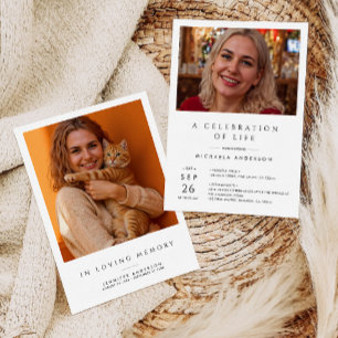 Invitation Célébration de la vie/Funérailles/Mémorial 2-Photo