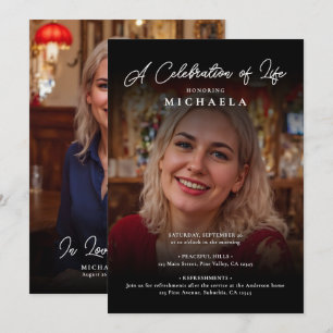 Invitation Célébration de la vie/Funérailles/Mémorial en 2 ph