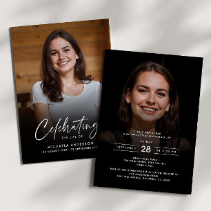 Invitation Célébration de la vie/Funérailles/Mémorial en 2 ph