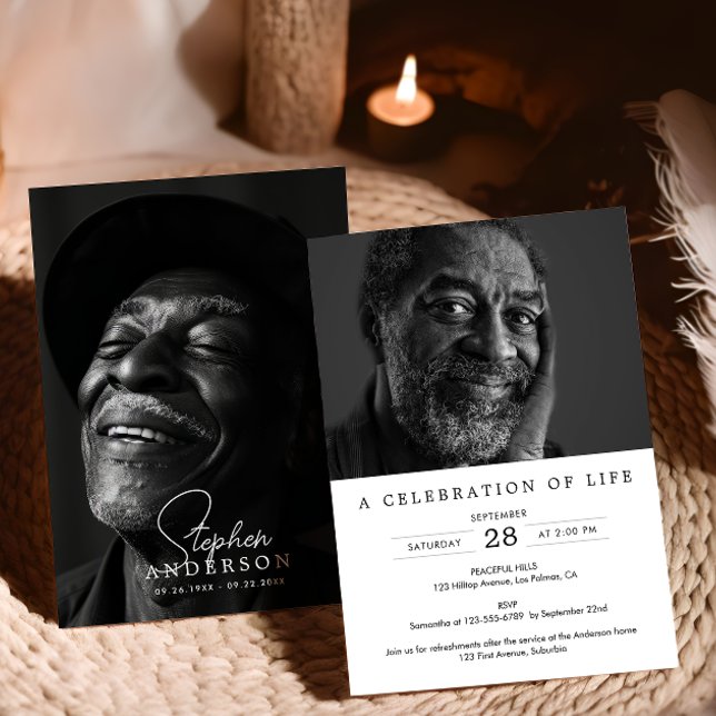 Invitation Célébration de la vie/Funérailles/Mémorial en 2 ph (Créateur téléchargé)