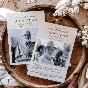Invitation Célébration de la vie/Funérailles/Mémorial en 2 ph
