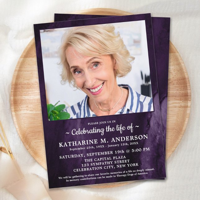 Invitation Célébration De La Vie Funérailles Moderne Marbre V (Créateur téléchargé)