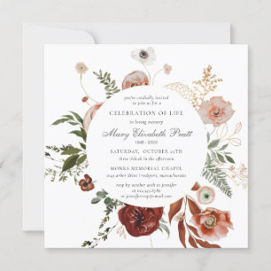 Invitation Célébration de la vie Funérailles rose Terracotta 