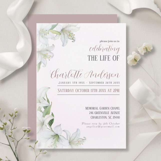 Invitation Célébration de la vie funéraire (Celebrating the life of Funeral Invitation)