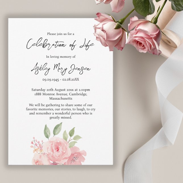 Invitation Célébration de la vie funéraire de Rose (Créateur téléchargé)