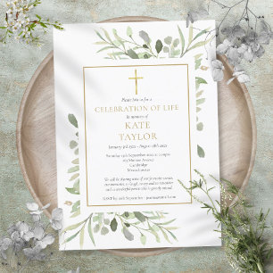 Invitation Célébration de la vie funéraire de verdure élégant