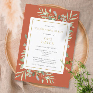 Invitation Célébration de la vie funéraire de verdure en terr