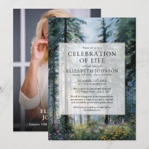 Invitation Célébration de la vie funéraire en forêt florale P