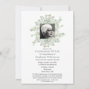 Invitation Célébration de la vie funéraire Eucalyptus photo