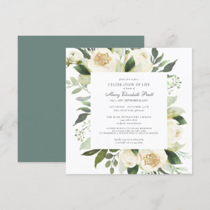 Invitation Célébration de la vie funéraire Memorial Floral bl