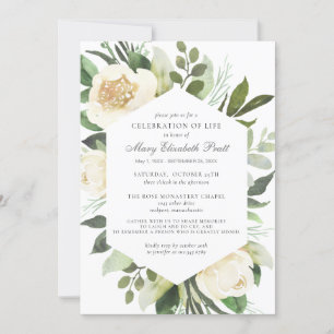 Invitation Célébration de la vie funéraire Memorial Floral bl