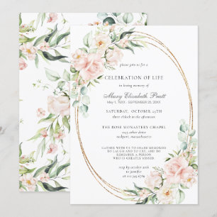 Invitation Célébration de la vie funéraire Mémorial rose flor