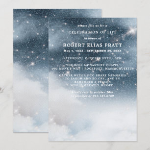 Invitation Célébration de la vie funéraire Mémorial Starry Sk